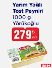 YÖRÜKOĞLU YARIM YAĞLI TOST PEYNİRİ 1000 G